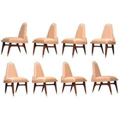 Exceptional Set of 8 Mahogany Dining Chairs By Arturo Pani, Mexico c.1950's