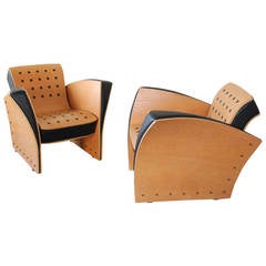 Ultra Rare Pair  "Fauteuil Crust" Chairs by Ron Arad. 1988
