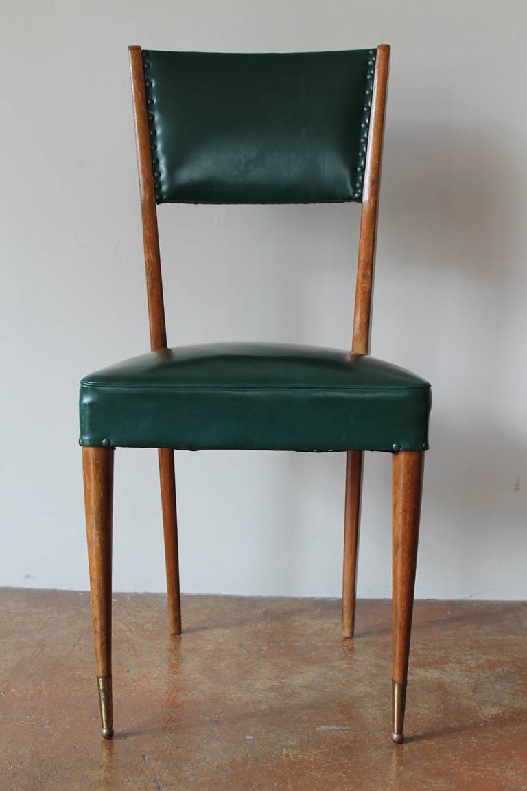 Set of Six 1950s Mahogany Italian Dining Chairs In Good Condition In San Diego, CA