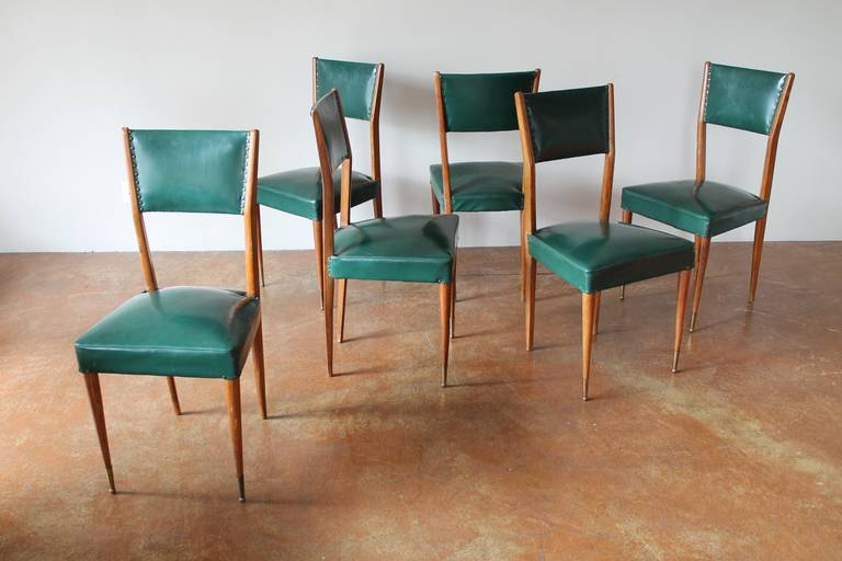 Set of Six 1950s Mahogany Italian Dining Chairs 2