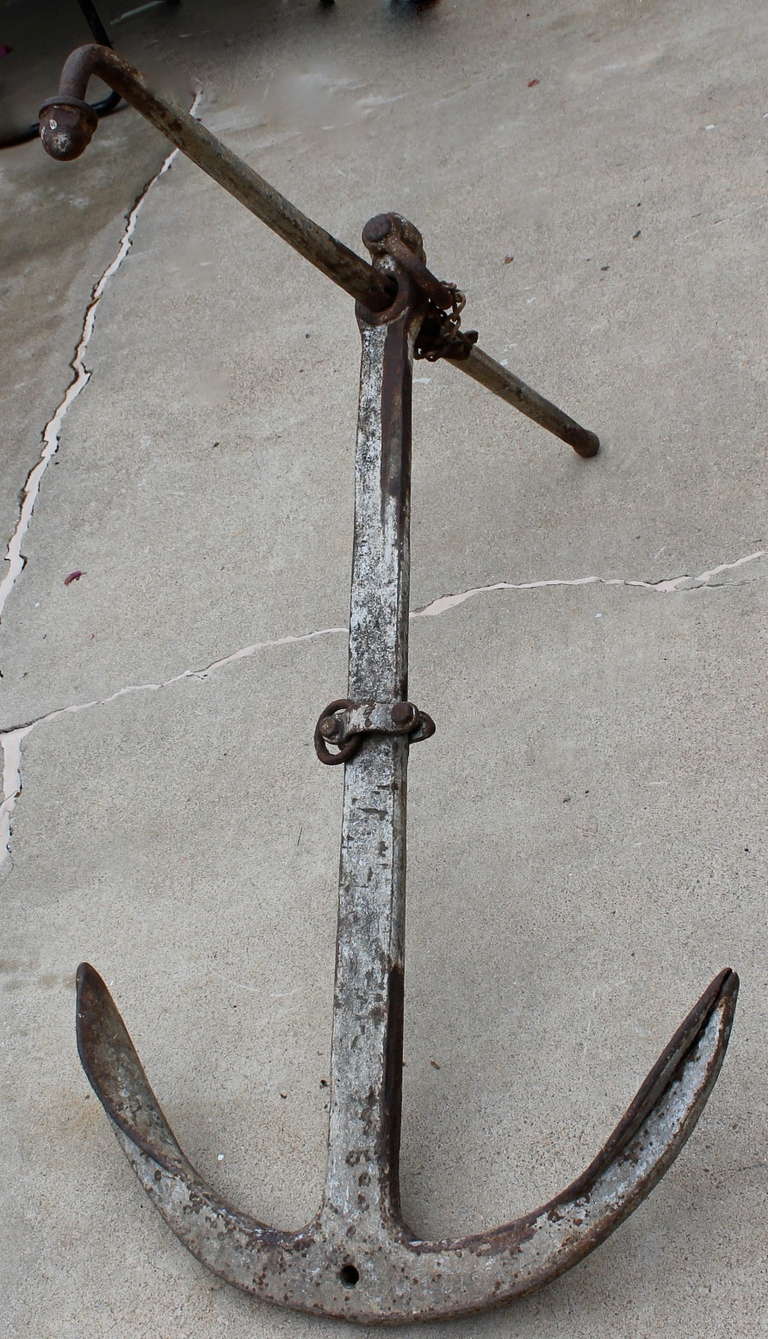 Hand Forged Hammered Iron Anchor 
  c.1920