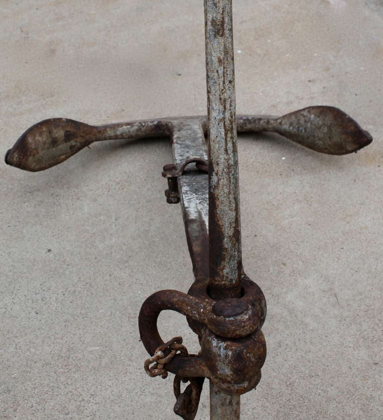 American Hand Forged Hammered Iron Ship Anchor c.1920