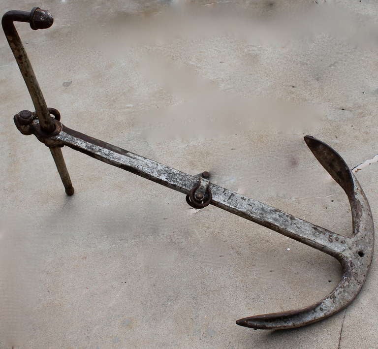 Hand Forged Hammered Iron Ship Anchor c.1920 1