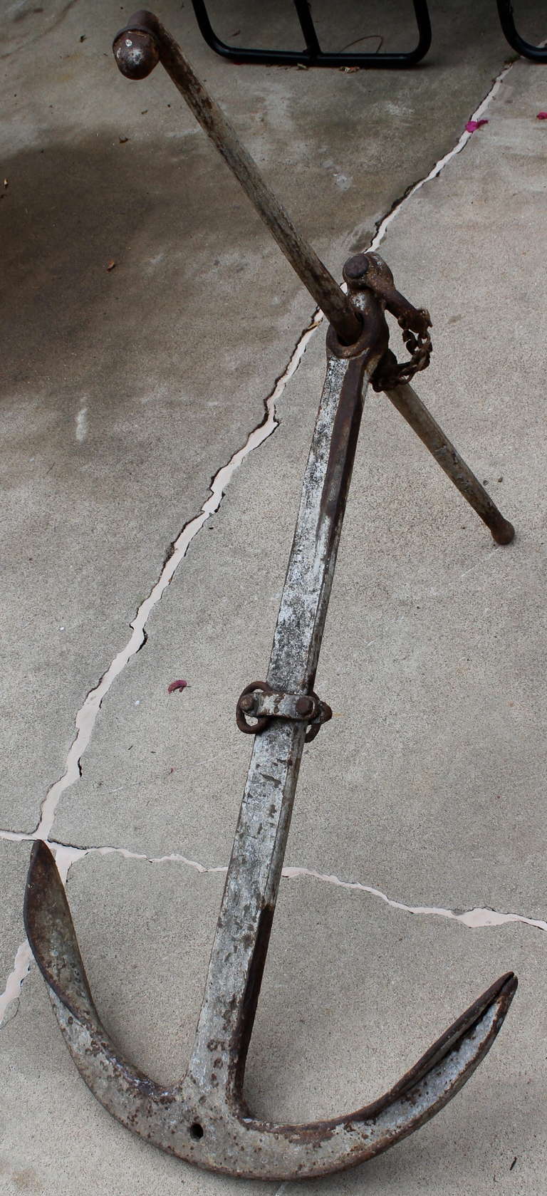 Hand Forged Hammered Iron Ship Anchor c.1920 3