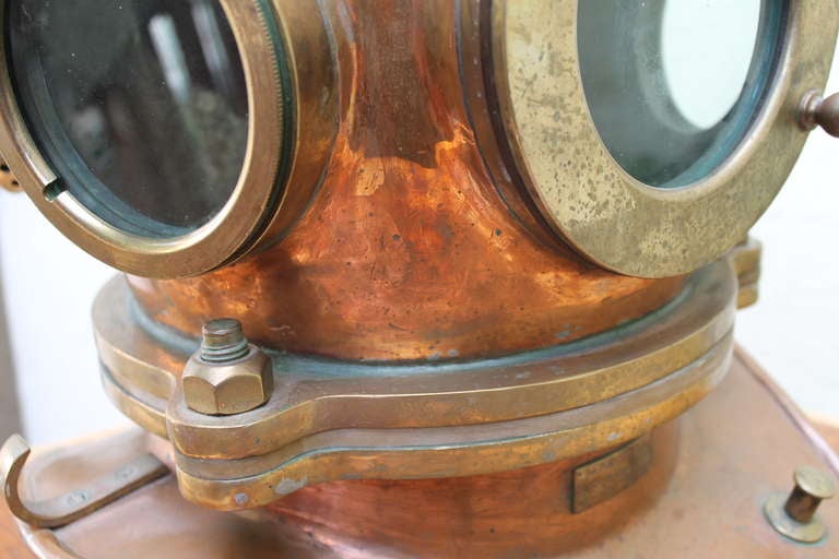 Original Russian Copper Diving Helmet UVS50m Model In Good Condition In San Diego, CA