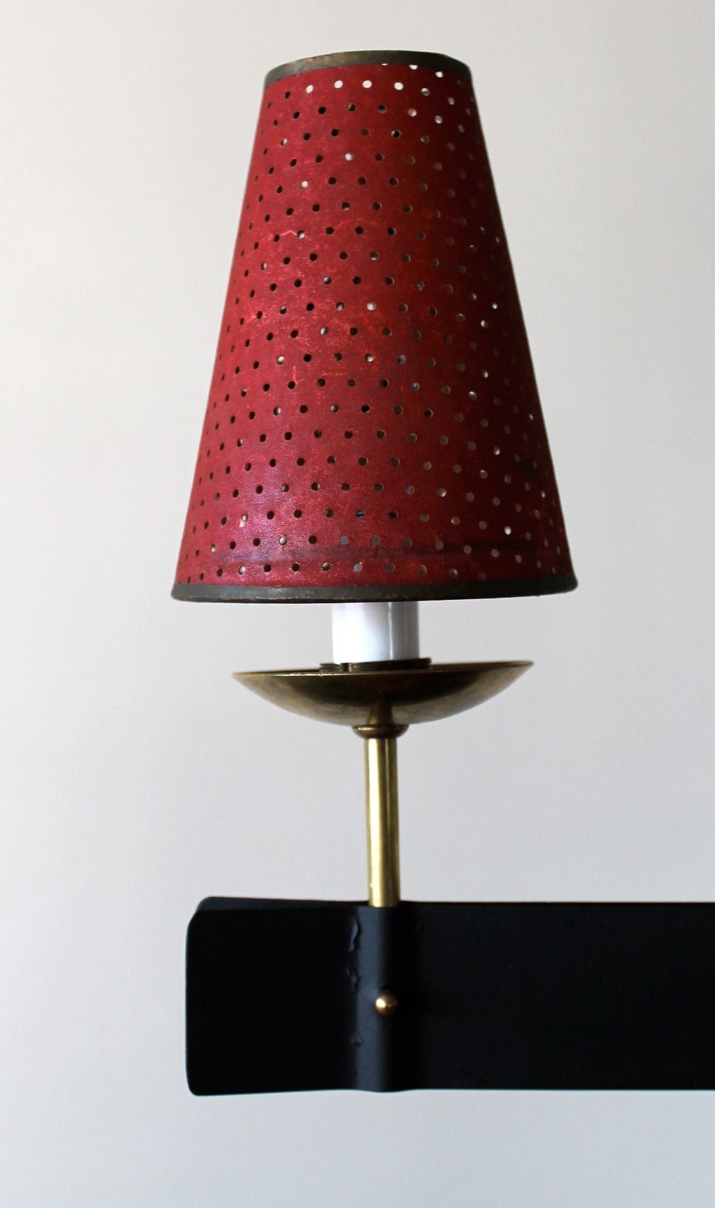 Petite French Brass and Iron Hanging Lamp with Perforated Cone Paper Shades For Sale 2