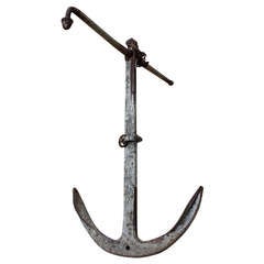 Antique Hand Forged Hammered Iron Ship Anchor c.1920