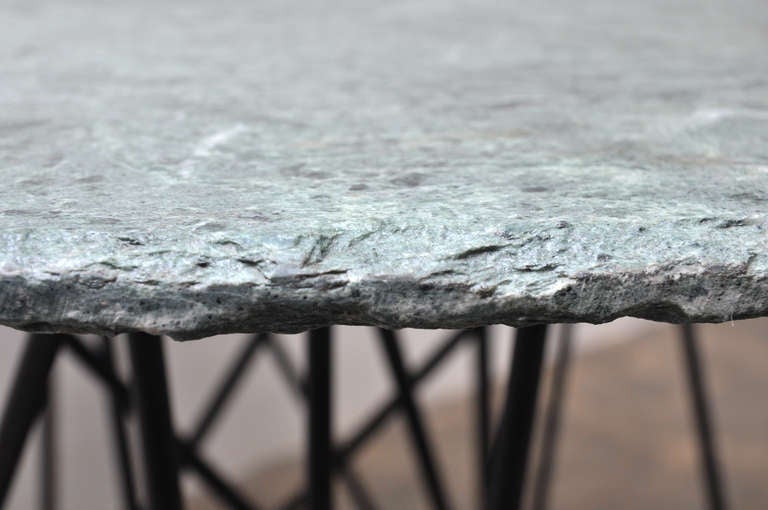 Wrought Iron and Marble Center Table by Talleres Chacón, Mexico City, circa1950 In Excellent Condition In San Diego, CA