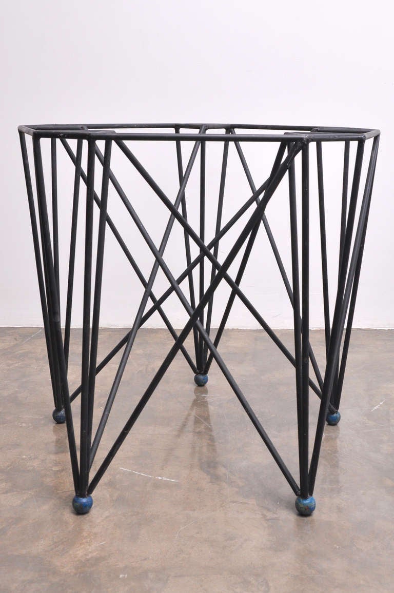 Mid-Century Modern Wrought Iron and Marble Center Table by Talleres Chacón, Mexico City, circa1950