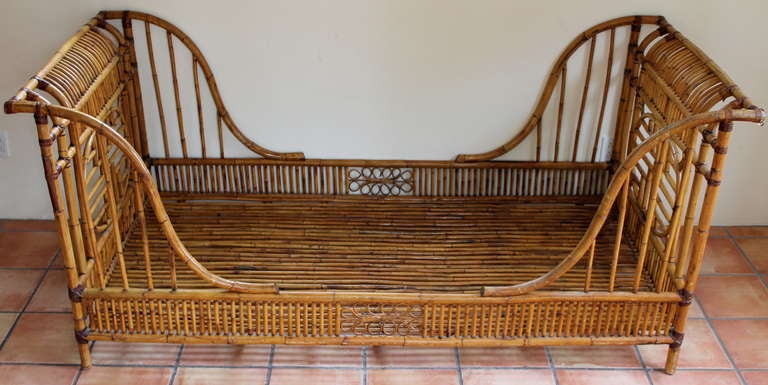 Philippine 1960's Rattan Twin Sleigh Bed/Daybed