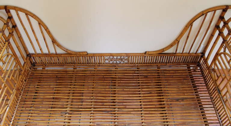 20th Century 1960's Rattan Twin Sleigh Bed/Daybed