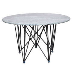 Wrought Iron and Marble Center Table by Talleres Chacón, Mexico City, circa1950