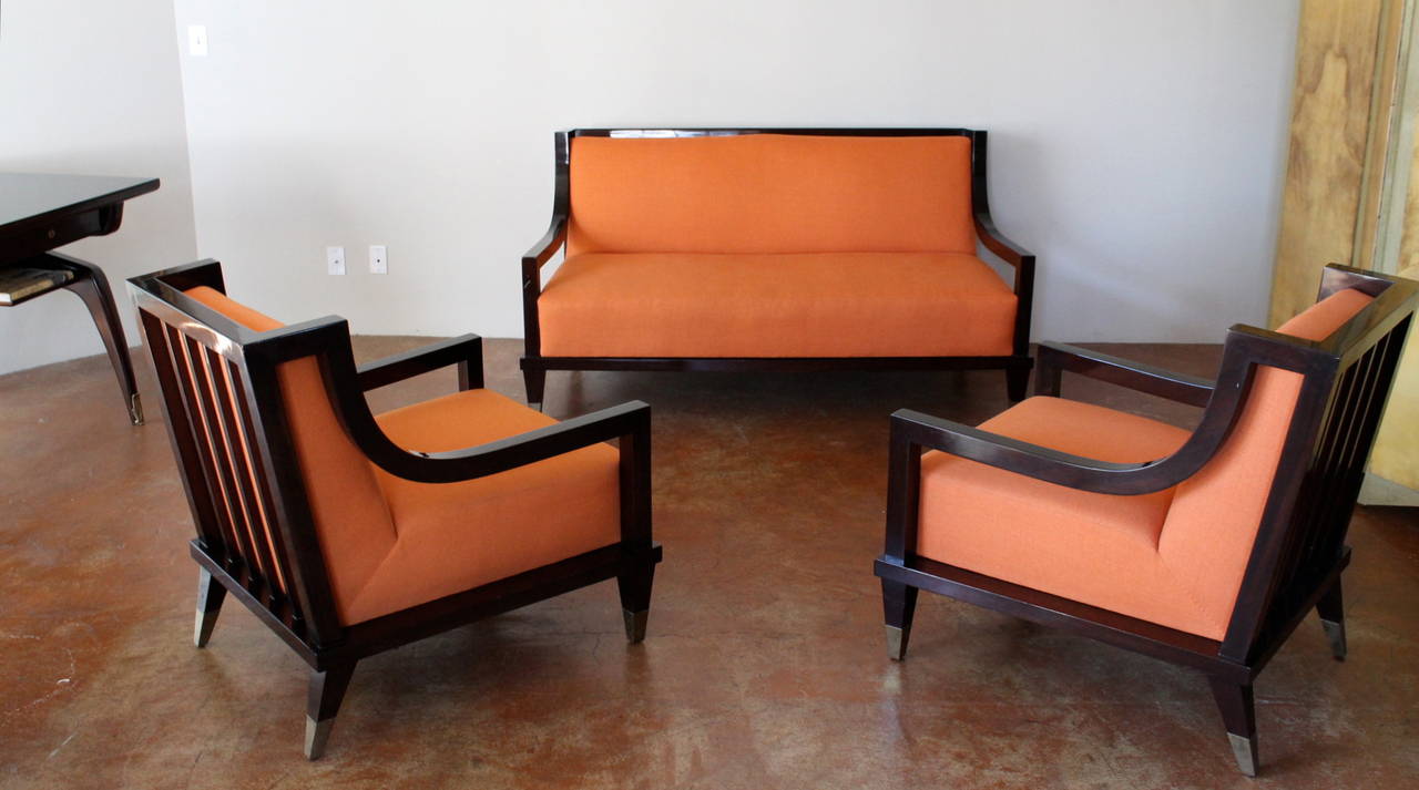 Bronze Exceptional and Documented Robert and Mito Block Settee or Sofa, Mexico, 1948 For Sale