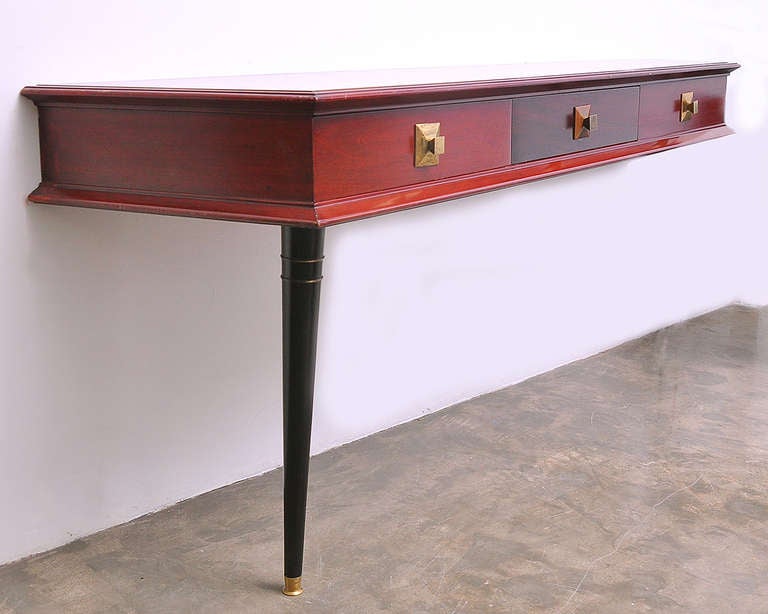 Mexican Wall-Mounted Console with a Single Leg by Roberto & Mito Block, circa 1950s For Sale