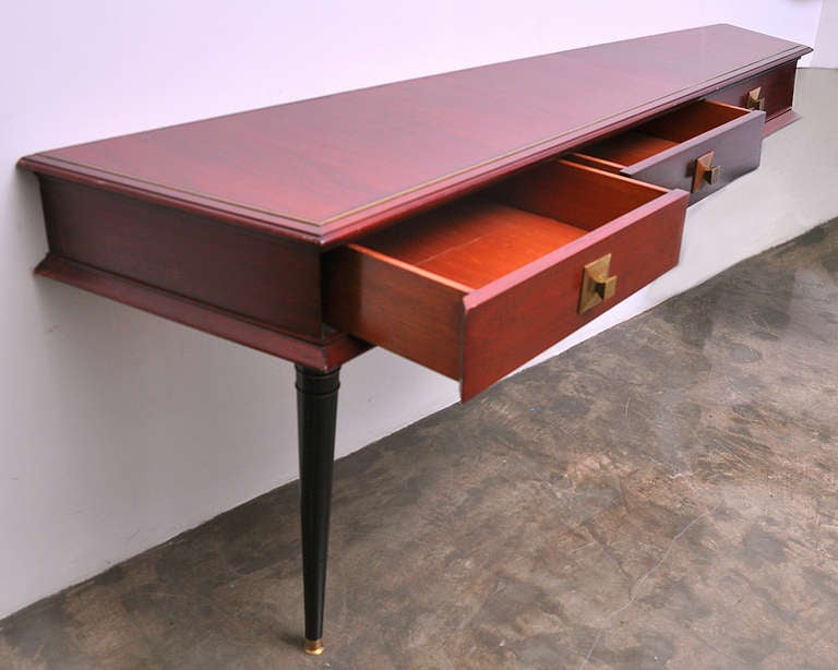 Wall-Mounted Console with a Single Leg by Roberto & Mito Block, circa 1950s In Good Condition For Sale In San Diego, CA