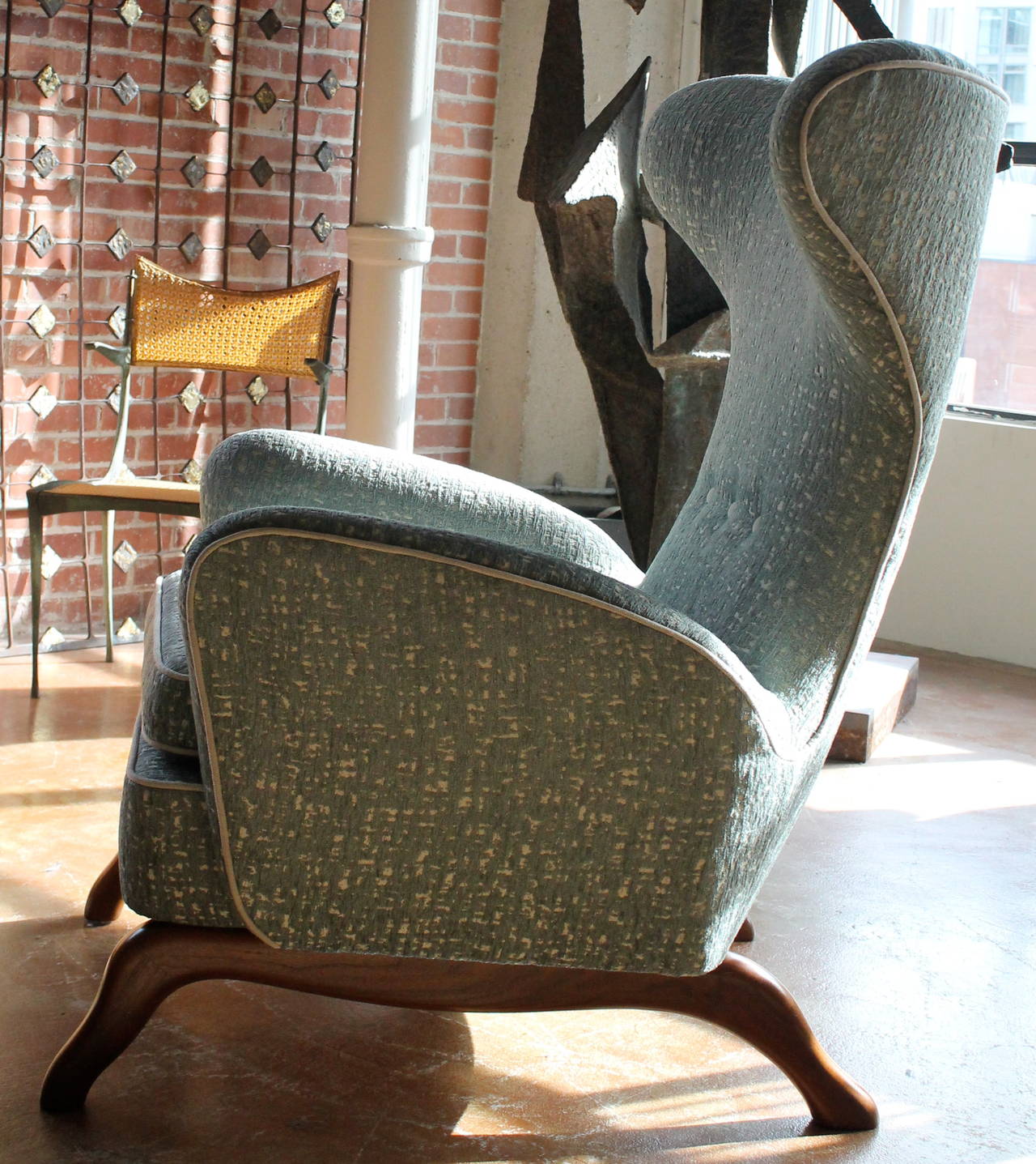 Pair of 1960s Italian Wingback Lounge Chairs For Sale 4