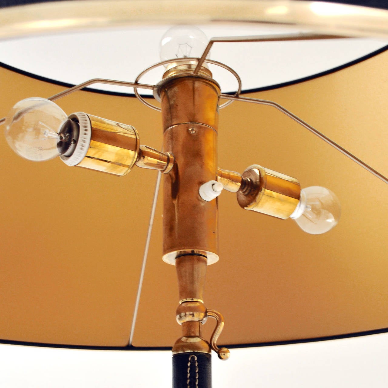 Brass Pair of Floor Lamps Designed by Jacques Adnet, France 1950