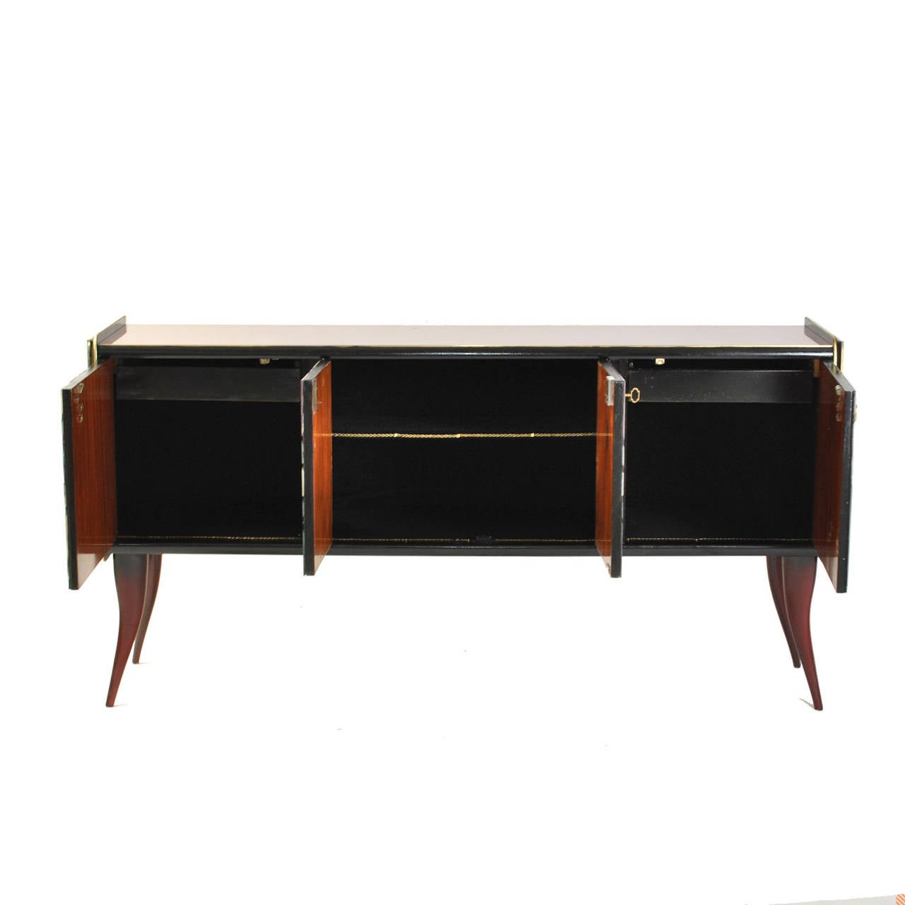 Italian Sideboard in Solid Wood and Murano Glass