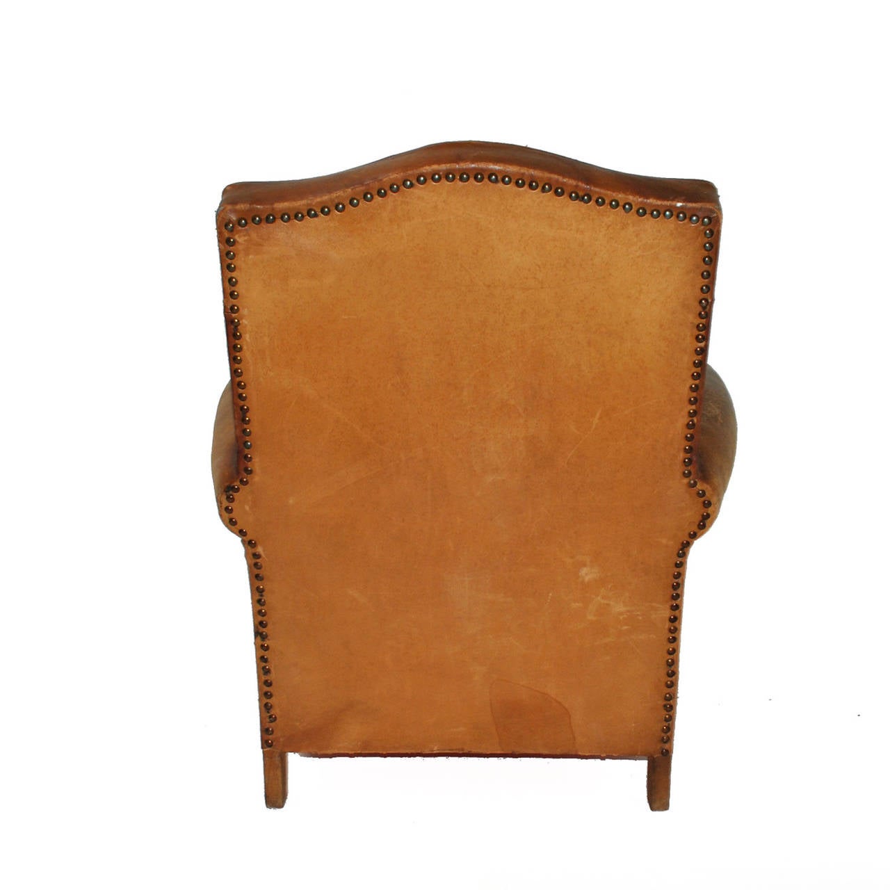 Leather Pair of Club Armchairs