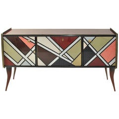 Sideboard in Solid Wood and Murano Glass
