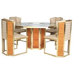 Dinning Set Upholstered in Gancedo's Cotton and Wool Pattern, 1970