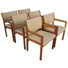 Six Christian Hvidt Danish Modern Arm Chairs