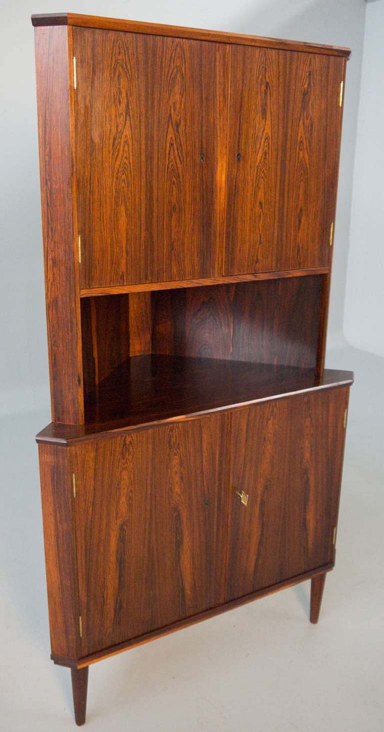 Danish Modern Rosewood Corner Cabinet
