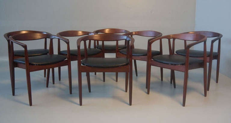 Kai Kristiansen Eight 8 Danish Modern Teak Dining Arm Chairs