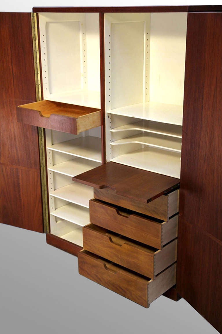 Danish Modern Teak Fitted Wardrobe Armoire
