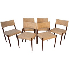 Six Larsen Madsen Danish Modern Rosewood Dining Chairs