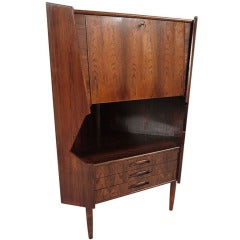 Omann Jun Danish Modern Rosewood Corner Bar Cabinet