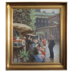 Vintage Danish Soren Christian Bjulf Oil on Canvas Painting