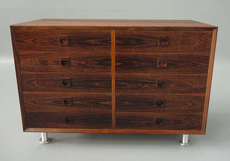 Brouer Mobel Danish Modern Rosewood Chest Drawers Dresser