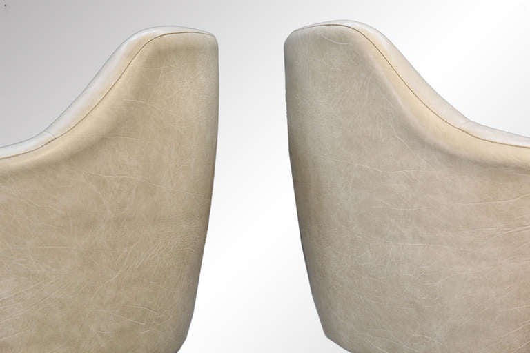 Pair of Danish Modern Swedish Swivel Arm Chairs For Sale 2