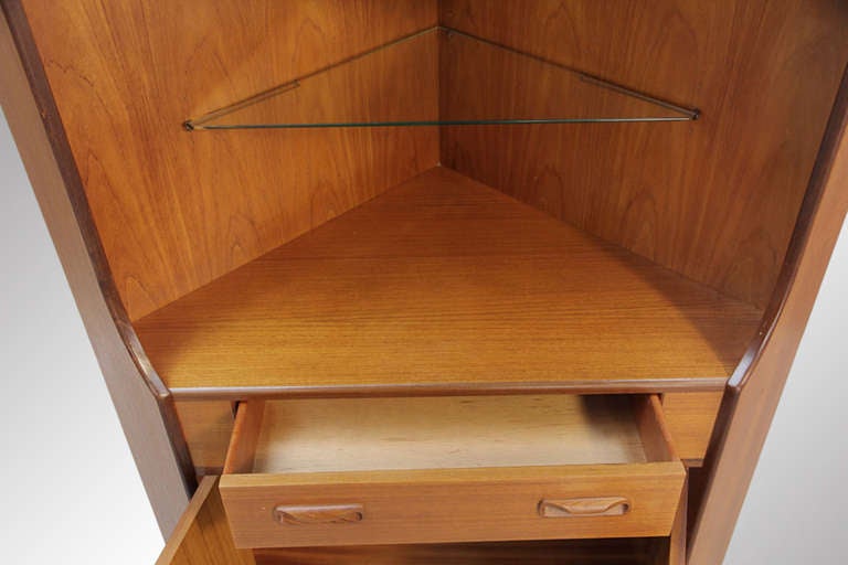 Ib Kofod Larsen Danish Modern Teak Corner Curio Cabinet 1