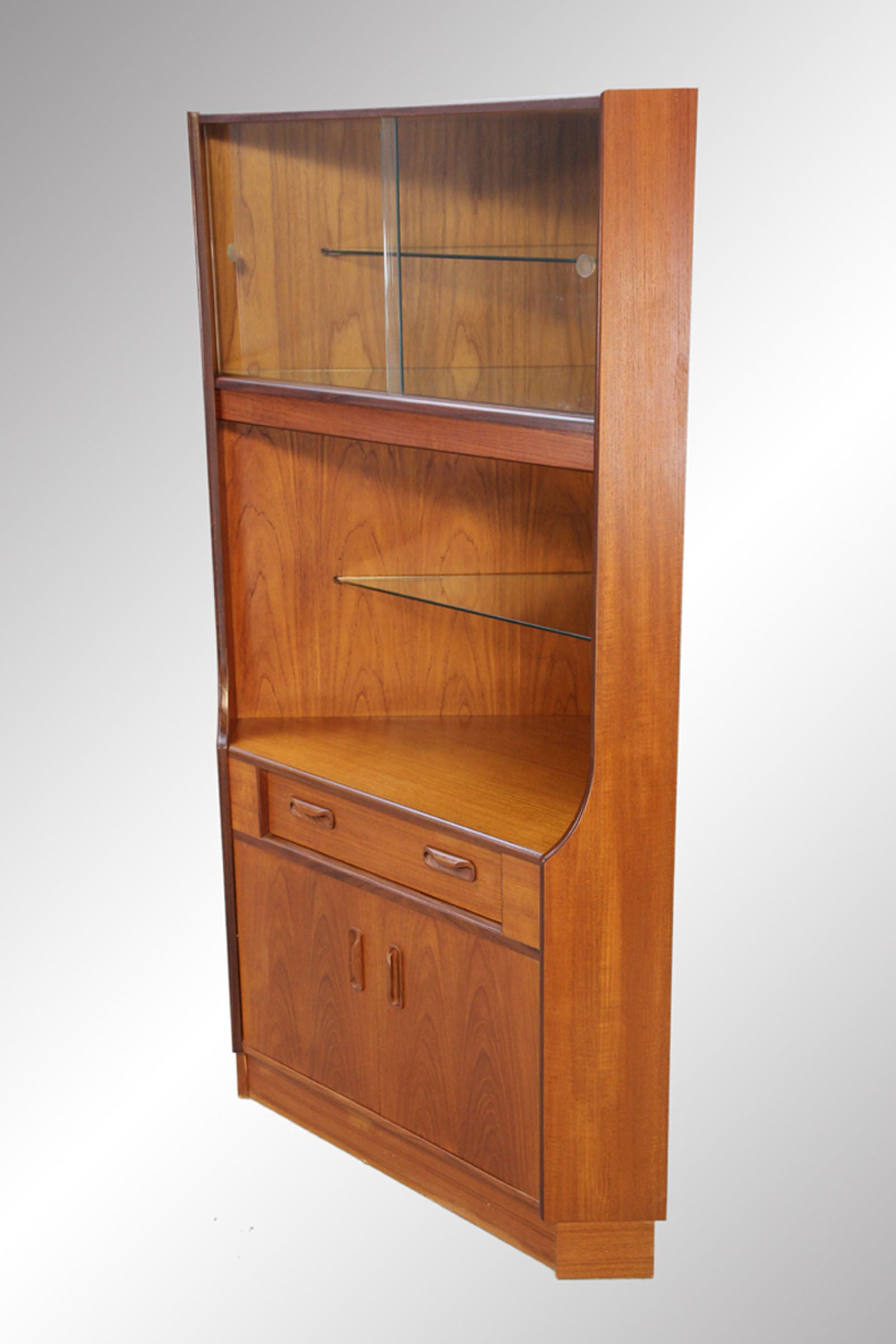 Ib Kofod Larsen Danish Modern Teak Corner Curio Cabinet