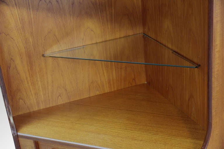 Scandinavian Modern Ib Kofod Larsen Danish Modern Teak Corner Curio Cabinet