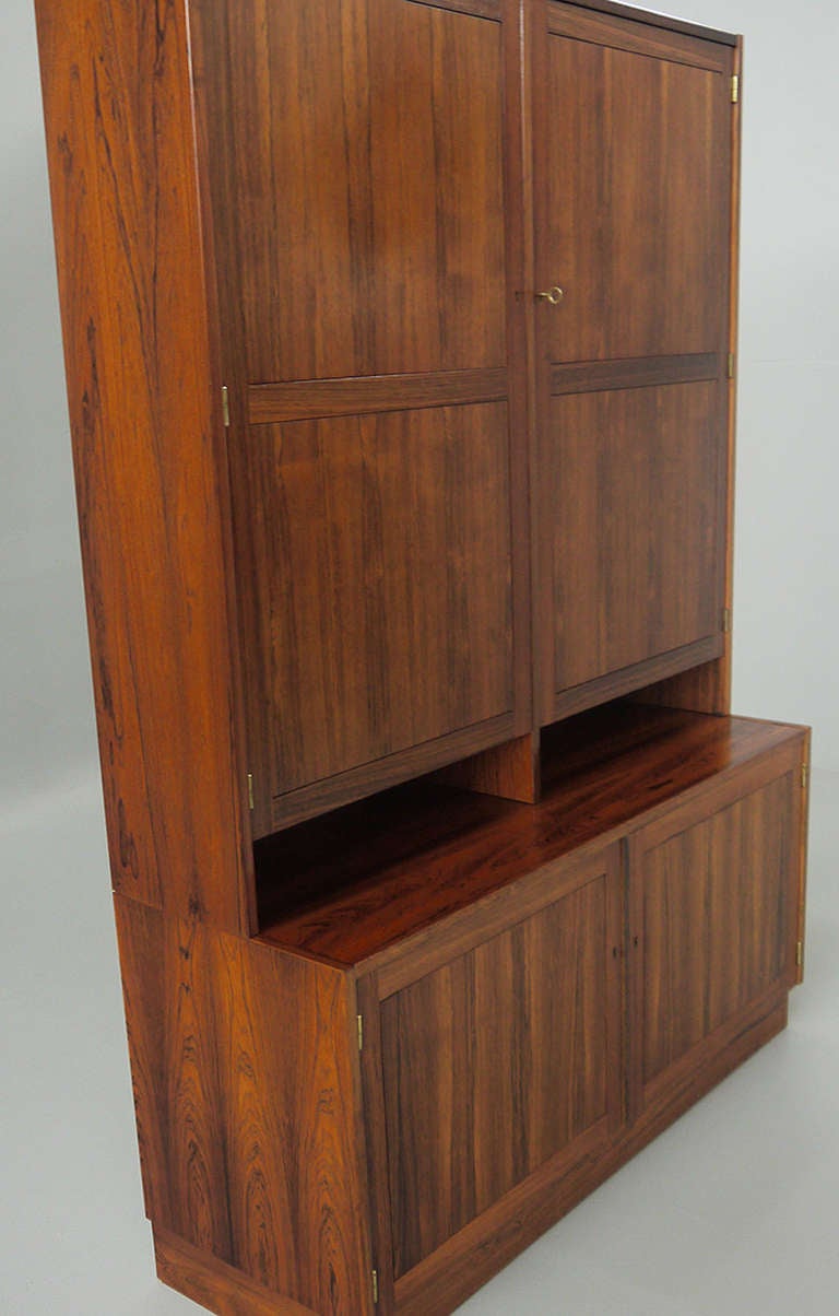 Danish Modern Rosewood Linen China Cabinet
