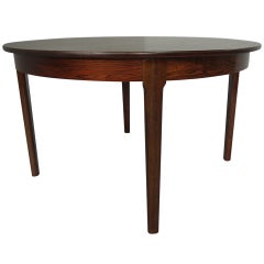Danish Modern Rosewood Round Dining Table 2 Butterfly Leafs