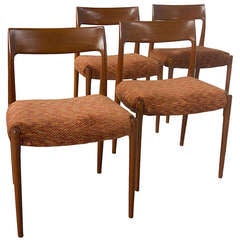 Four 4 J.L. Moller #77 Danish Modern Teak Dining Chairs
