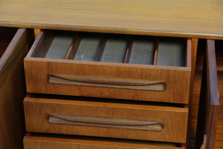 Ib Kofod Larsen Danish Modern Teak Sideboard Buffet Credenza 7ft For Sale 2