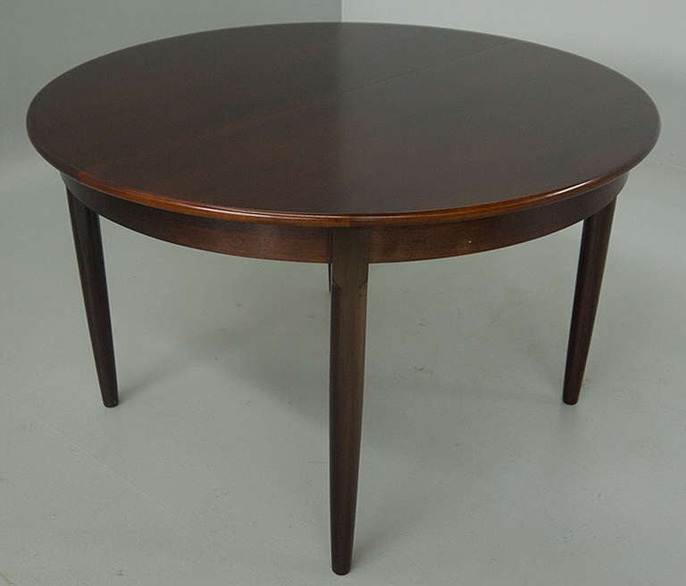 Danish Modern Rosewood Dining Table Round Extends 7ft