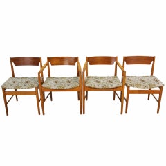 Set of Four Dining Arm Chairs Danish Modern Teak