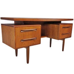 Vintage Ib Kofod Larsen Danish Modern Teak Desk Vanity Floating Top