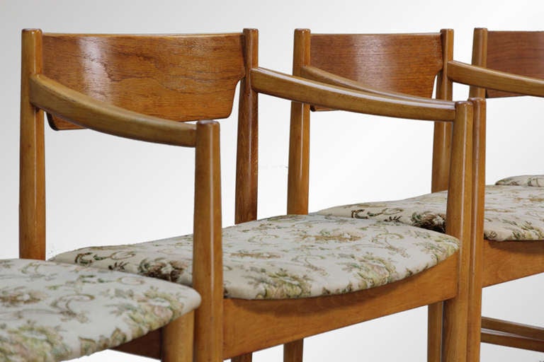 Set of Four Dining Arm Chairs Danish Modern Teak