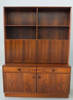 Brouer Danish Modern Rosewood Tall Secretary Bookcase Desk