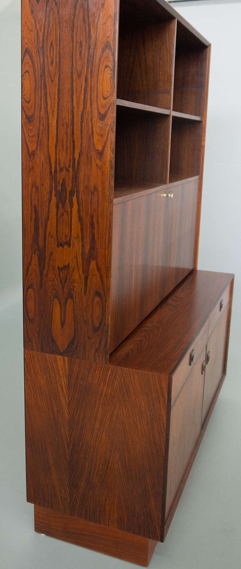 Brouer Danish Modern Rosewood Tall Secretary Bookcase Desk