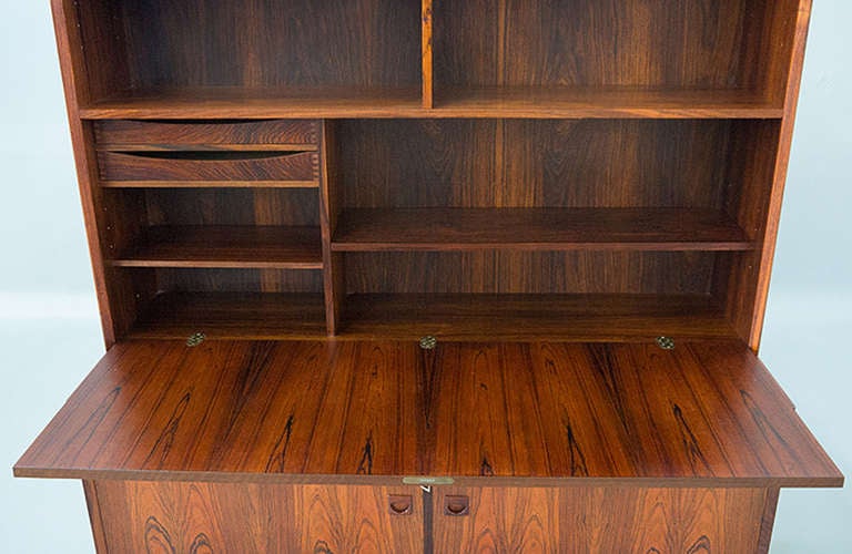 Brouer Danish Modern Rosewood Tall Secretary Bookcase Desk For Sale 1