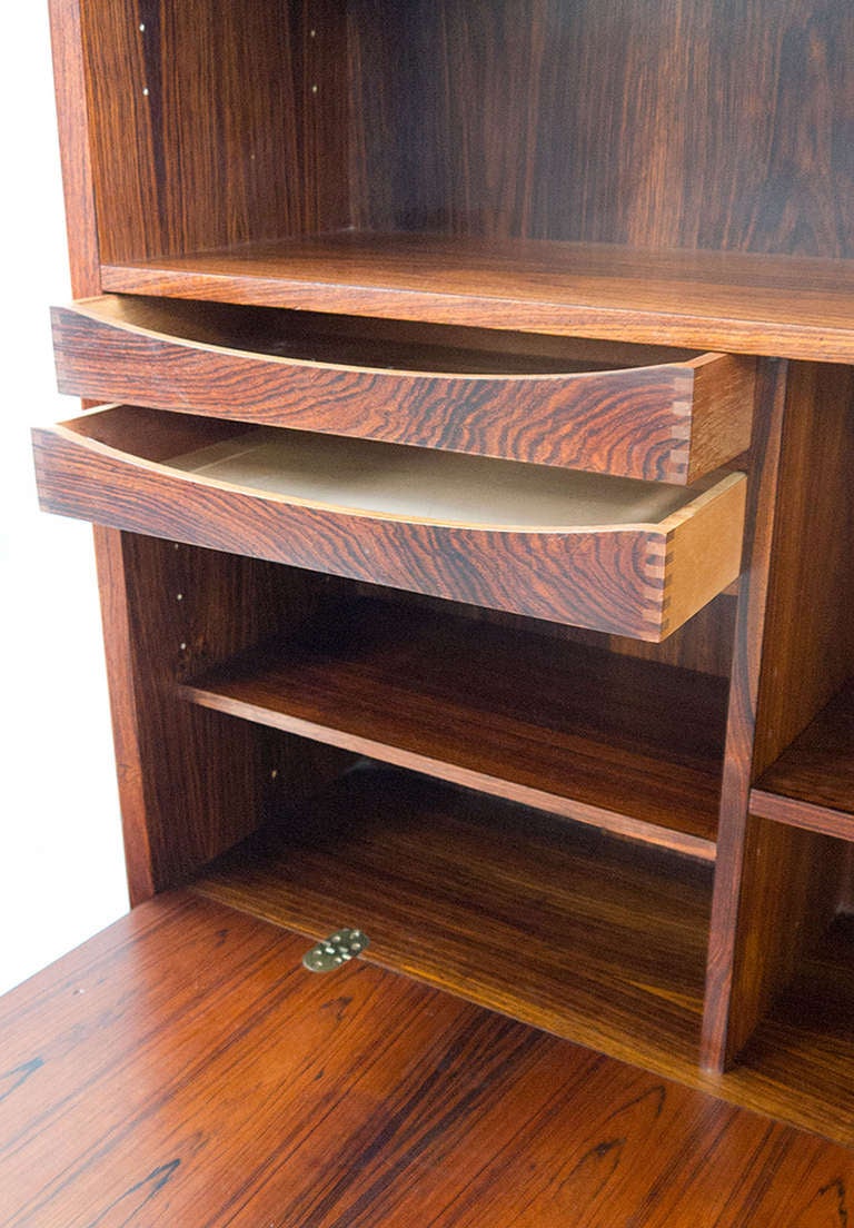 Brouer Danish Modern Rosewood Tall Secretary Bookcase Desk For Sale 2