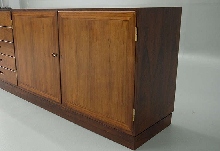 Scandinavian Modern Rosewood Danish Modern Credenza Stereo Record Cabinet For Sale